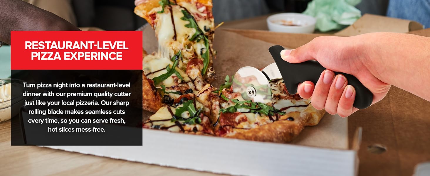 Black Plastic Pizza knife slicer cutter roller classic pie rolling pizzaria tool