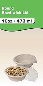 16 ounce round paper cereal bowls with clear lids salad bowls soup bowls recyclable bio degradable