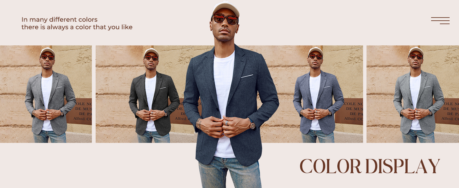 Herren Sakko Slim Fit Einfarbig Modern Anzugjacke für Hochzeit Party Business