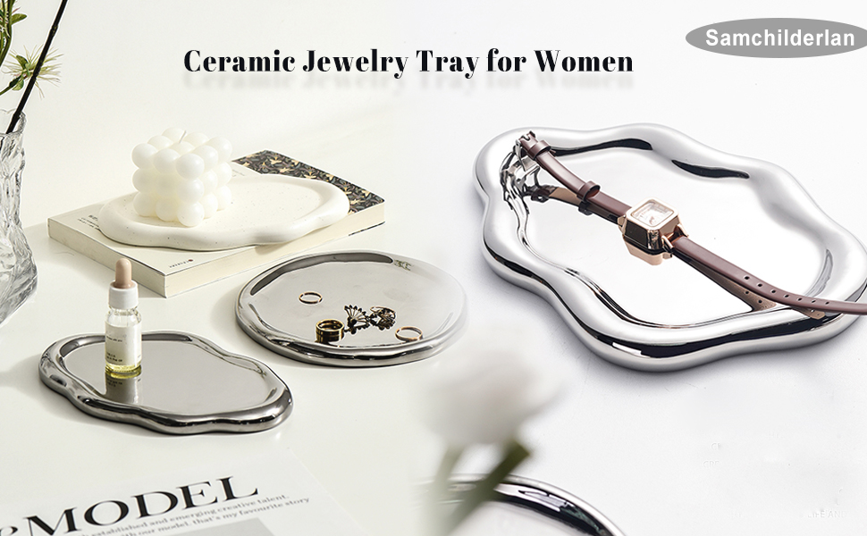 Ceramic Jewelry Dish for Women, Jewelry Tray Trinket Dish