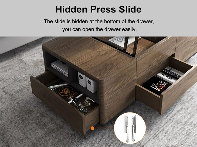 Expandable Dining Table for Living Room, Center Table with Hidden Storage Compartment