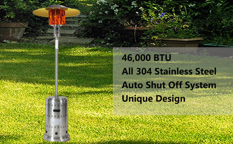 Qwork 46,000 BTU Outdoor Propane Patio Heater with Wheels