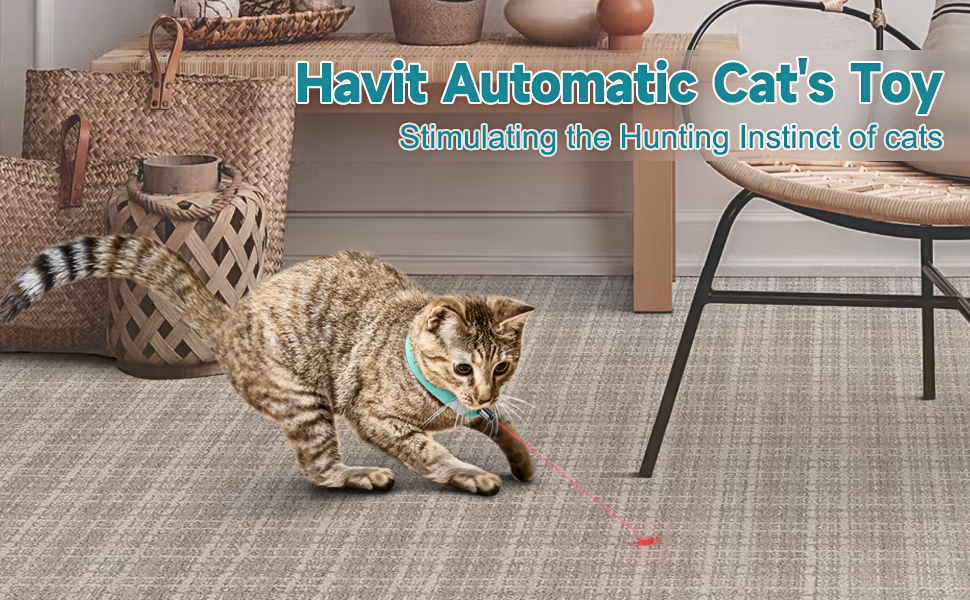 havit Wearable Automatic Cat Toys with LED Lights, Electric Smart Amusing Collar for Kitten