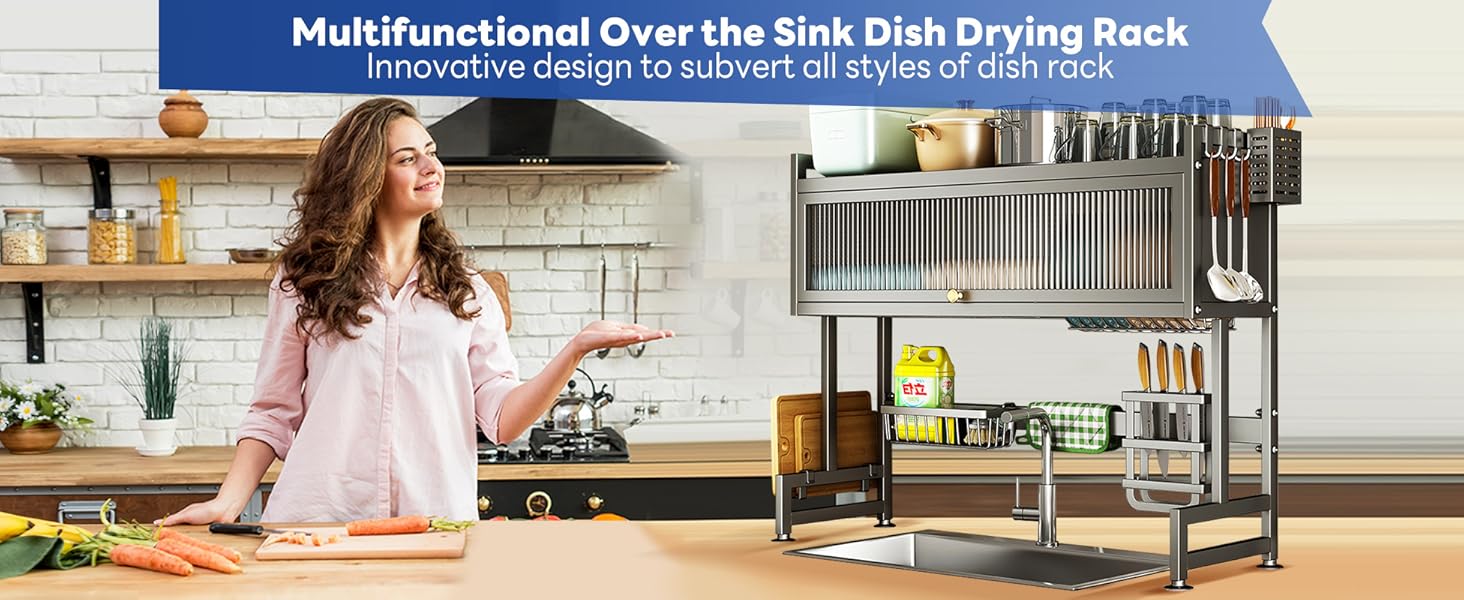 3-Tier Over The Sink Dish Drainer Drying Rac