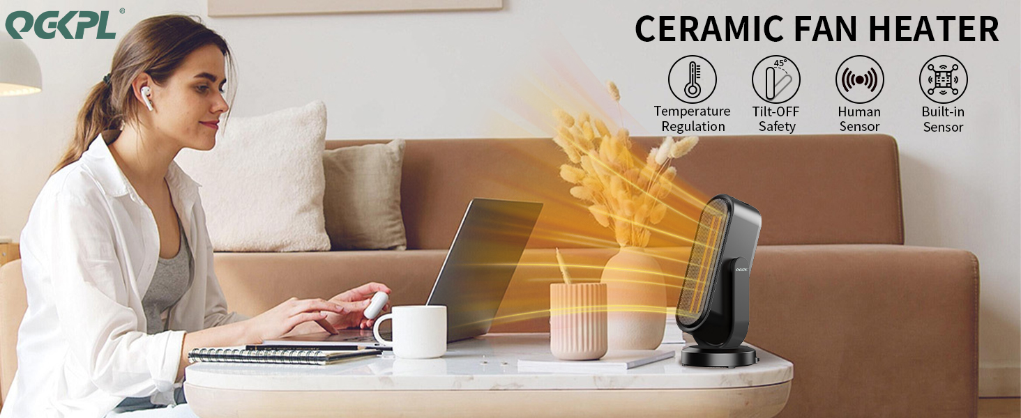 Electric Smart Ceramic Space Heater,1500W Silent Fan Heaters for Home