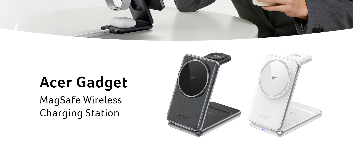Acer Magnetic Wireless Charger, 3 in 1 Wireless Charging Station