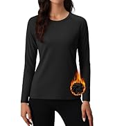 MAGCOMSEN Women's Thermal Shirts Fleece Lined Undershirt Long Sleeve Tops Warm Workout Winter Bas...