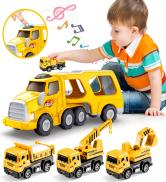 EUCOCO Kinderspielzeug ab 1 2 3 4 5 6 Jahre, LKW Geschenk Baustellenfahrzeuge Kinder