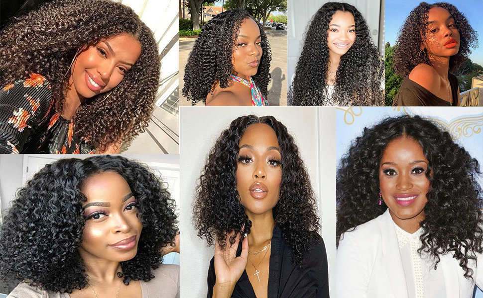 V part Kinky Curly Wig