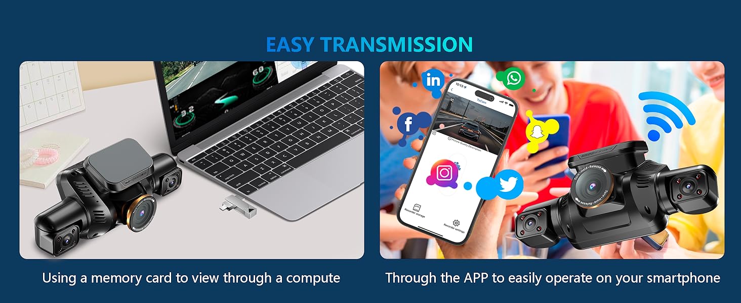 HUPEJOS V8Pro-4CH AI Dash Cam Front and Rear Inside with DMS 360° Camera for Cars