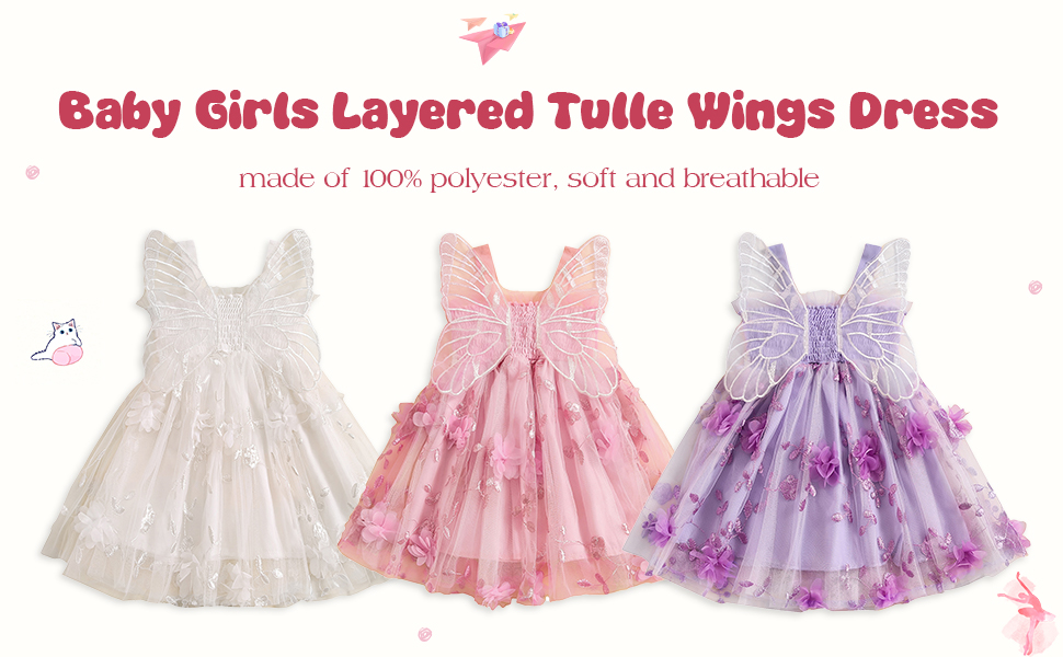 Toddler Baby Girl Butterfly Wings Dress