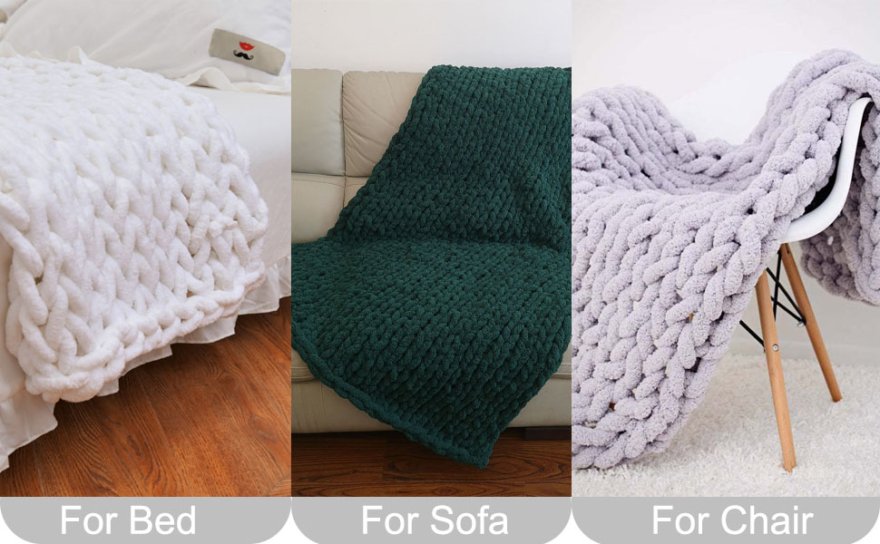 huraty Chunky Knit Blanket Light Pink Chenille Yarn Tight