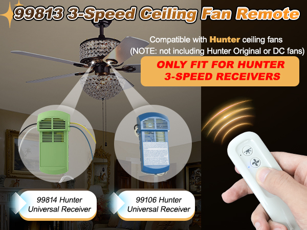 99813 for Hunter Fan Remote Replacement Only Fit for 434MHz
