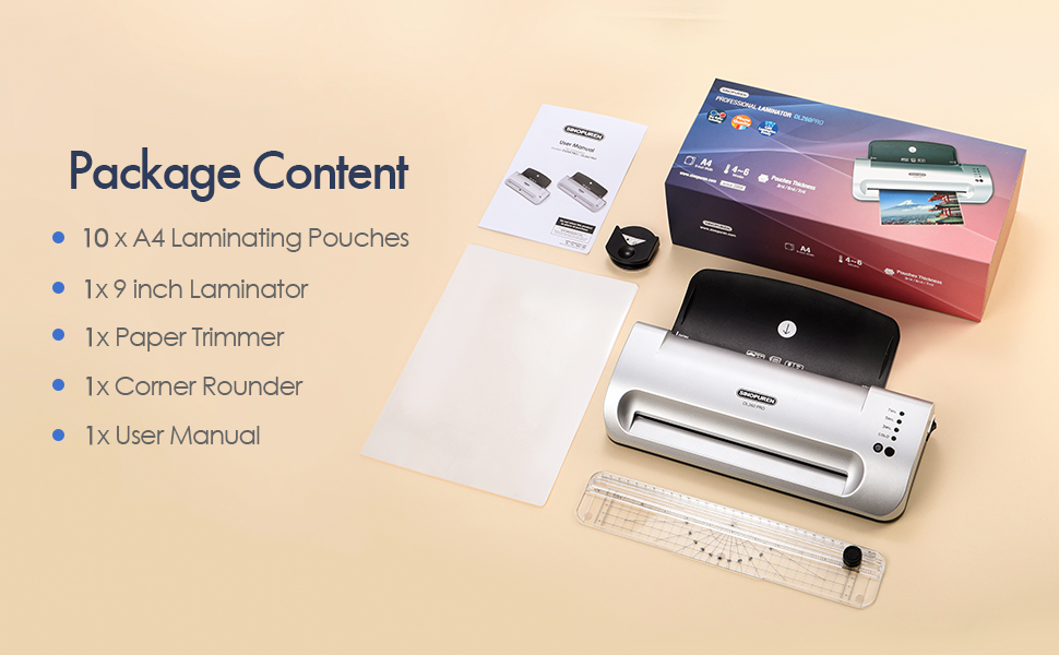 SINOPUREN 9Inch Thermal Laminator Kit, with Feeding Tray, Paper Cutter