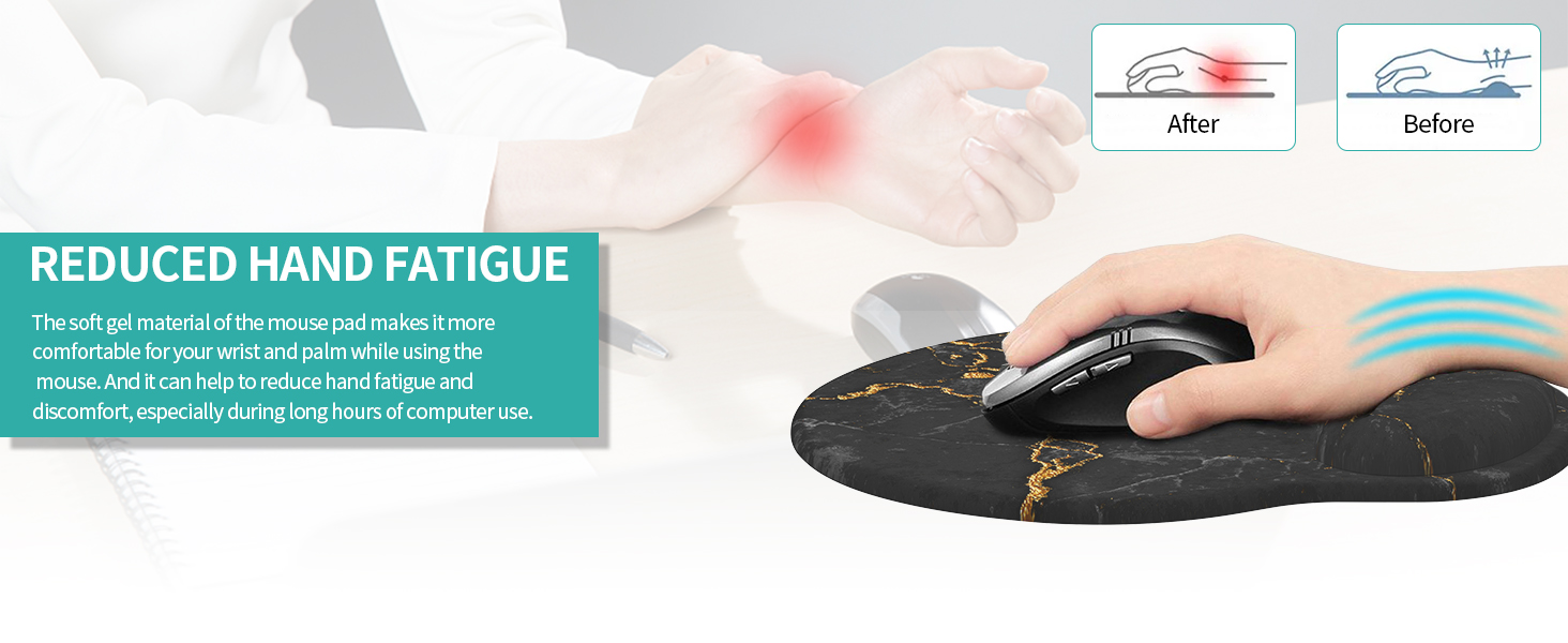 Giecy Mouse Mat Wrist Support, Ergonomic Gel Mouse Pad, Mouse Wrist