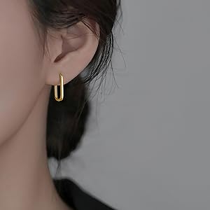 square hoop earrings U hoop earrings for women girls U huggie earrings hoop minimalist earrings