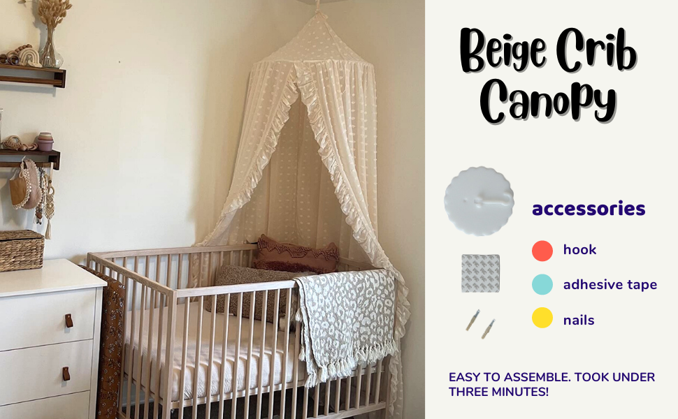 Kids Bed Canopy for Girls, Purple Crib Canopy Princess