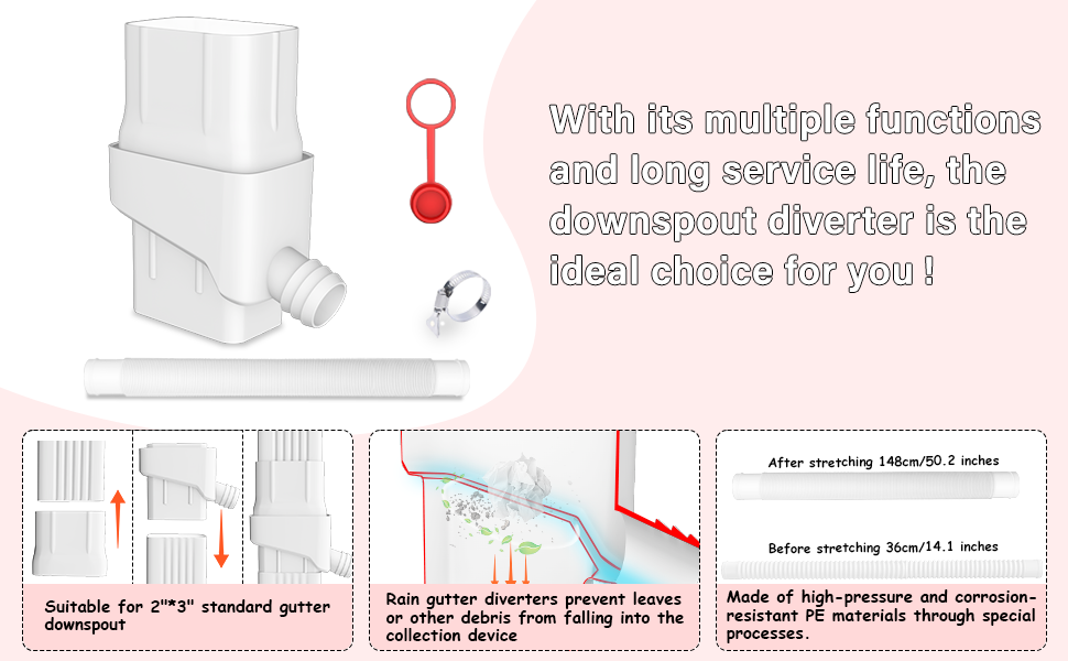Rainwater Collection System, 2"x3" Rain Barrel Diverter