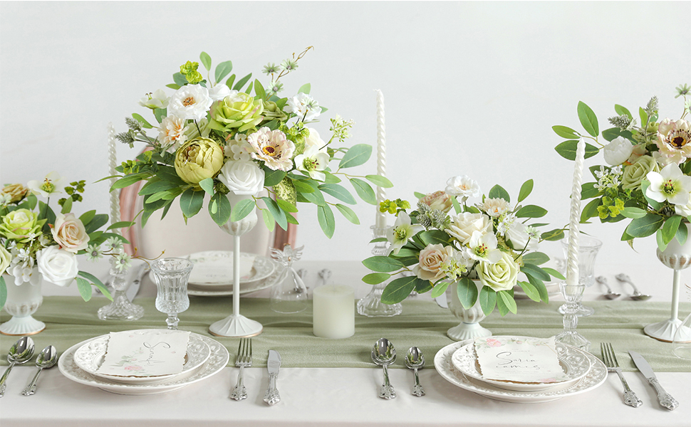 Koroni Flowers Green Artificial Flowers Combo Box Set Fake