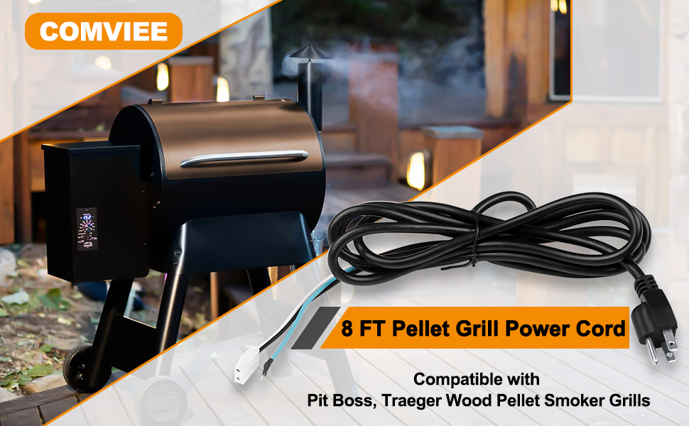 COMVIEE 8 Feet Power Cord Replacement Parts Compatible with Pit Boss, Traeger Wood