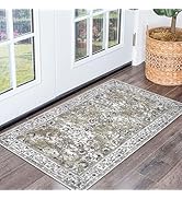 KILOCOCO Entryway Rug 2x3 Rug Kitchen Mat Vintage Floral Rug Washable Rug Non Slip Indoor Mat Bat...