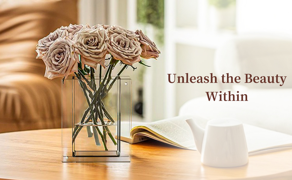 Decorative flower vase picture frame with magnetic holder for 5x7 photos, a multifunctional display for any room