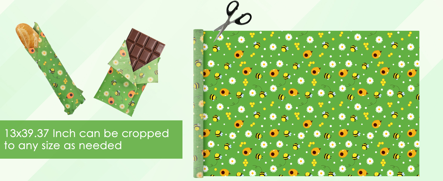 13 x 39 Inch Reusable Beeswax Wraps Sustainable Food