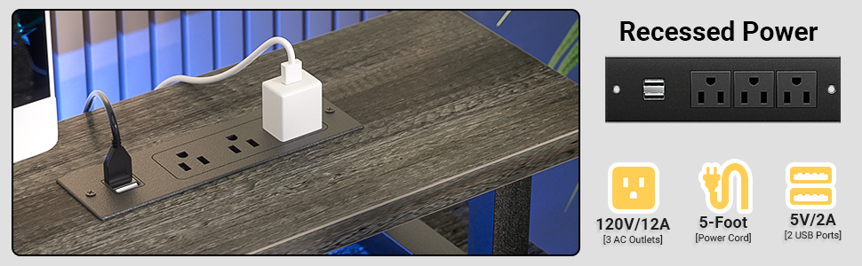 desk with outlets