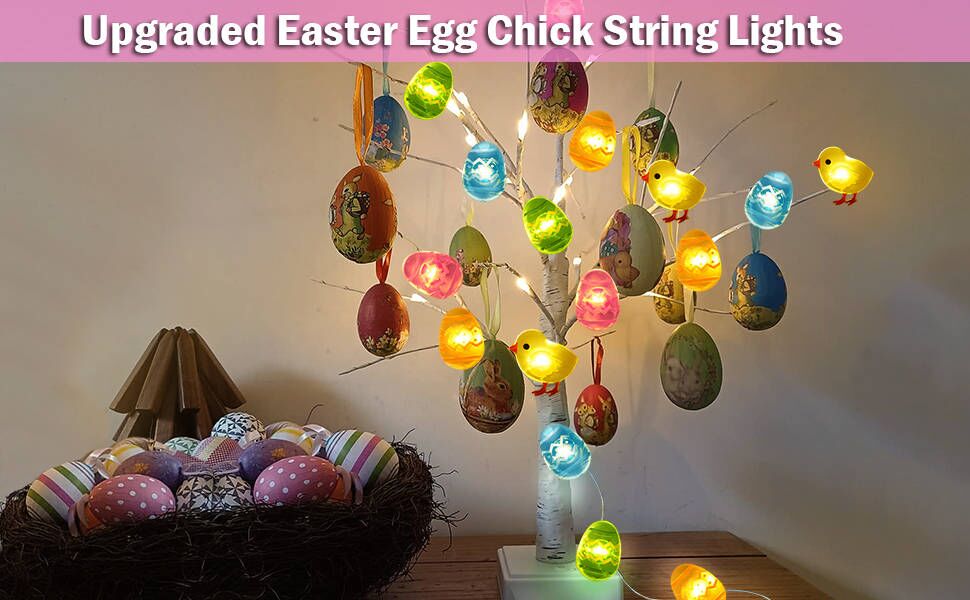 Upgraded Easter Egg Lights for Easter Decorations, 8 Modes Waterproof