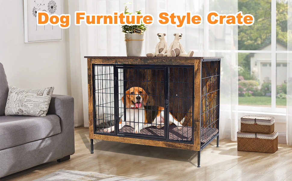 MAOHEGOU Dog Furniture Style Crate with Cushion,Side End Table,Indoor Dog Kennel