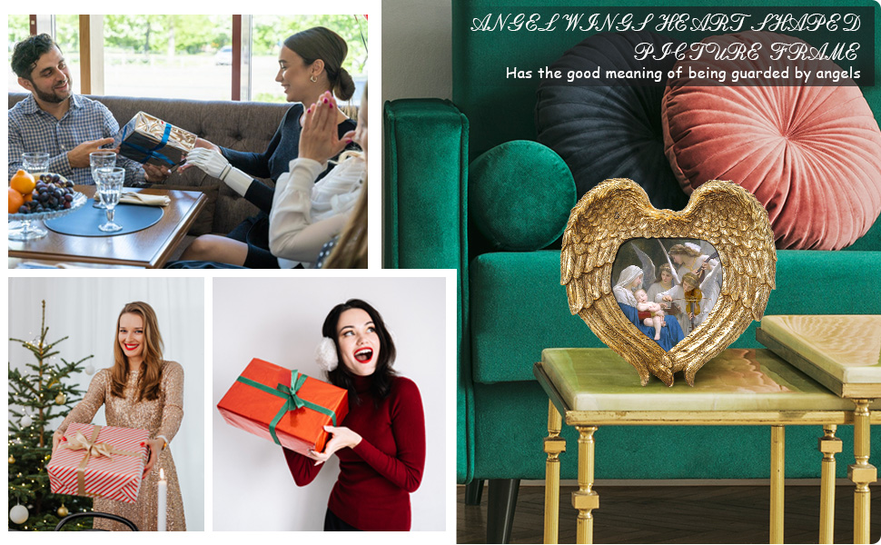 SWTHONY Vintage Picture Frames, 4x4 Antique Angel Wings