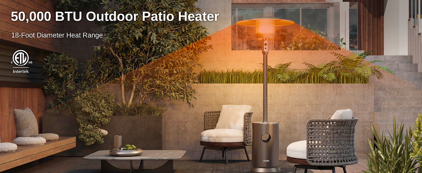 Patio Heater, EAST OAK 50,000 BTU Outdoor Patio Heater