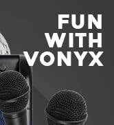 Text reads 'FUN WITH VONYX'. Dark background with white text promotional banner.