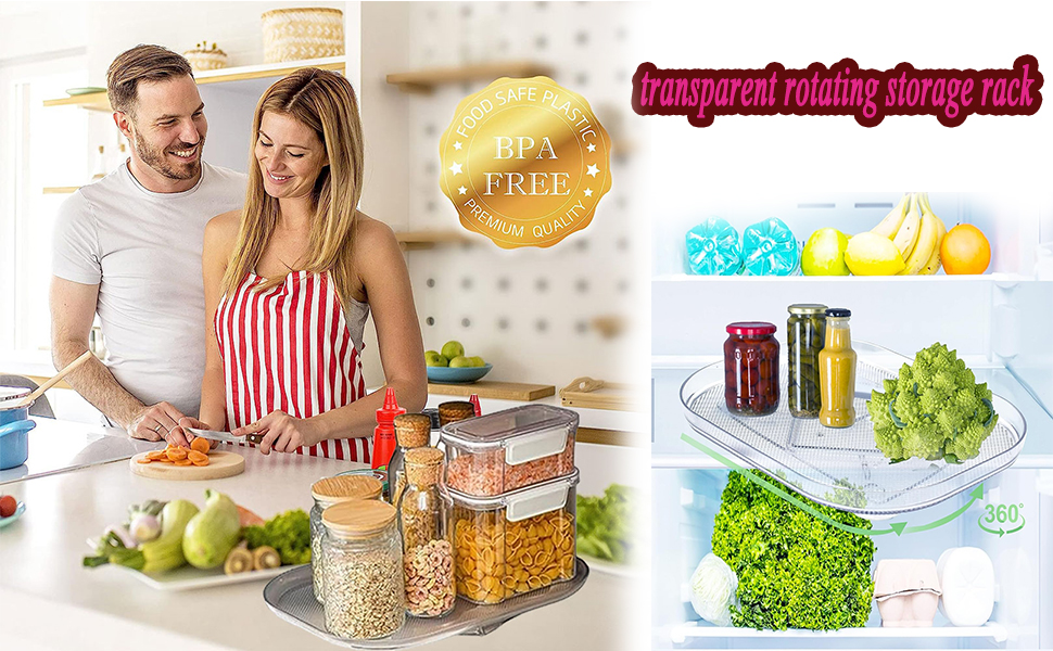 Square Lazy Susan for Refrigerator, Lazy Susan Turntable