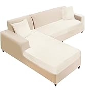 NAISI Sectional Couch Cover 3 Pieces Velvet Separate Couch Cushion Covers L Shape Soft Stretch So...