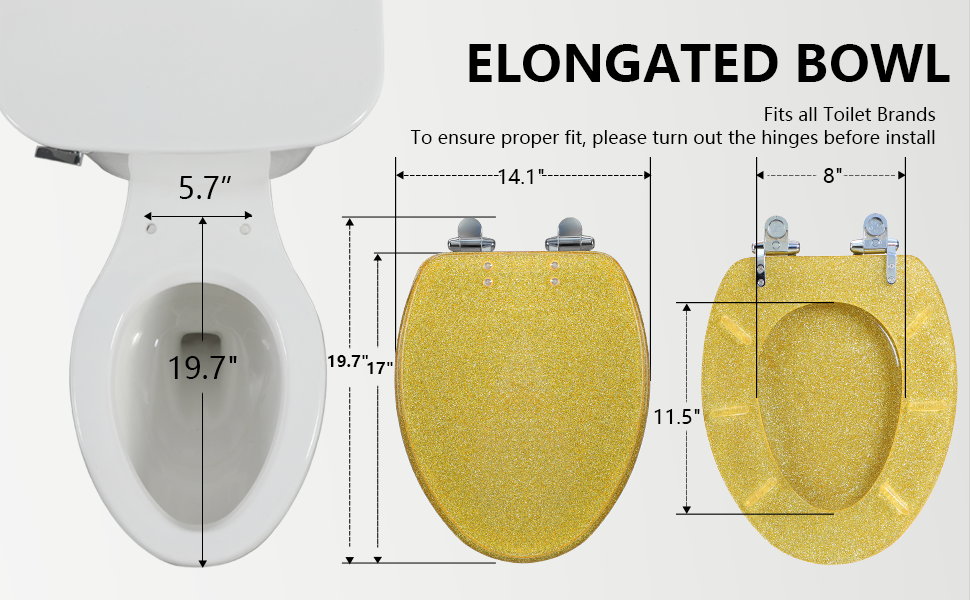 Resin Toilet Seat Elongated Soft Close Quick Release Heavy Duty Toilet