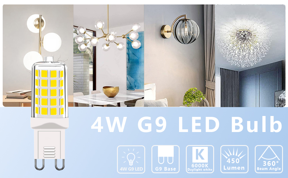 GOHDLAMP G9 LED Bulbs, 40 Watt Equivalent T4 Chandelier Light Bulb