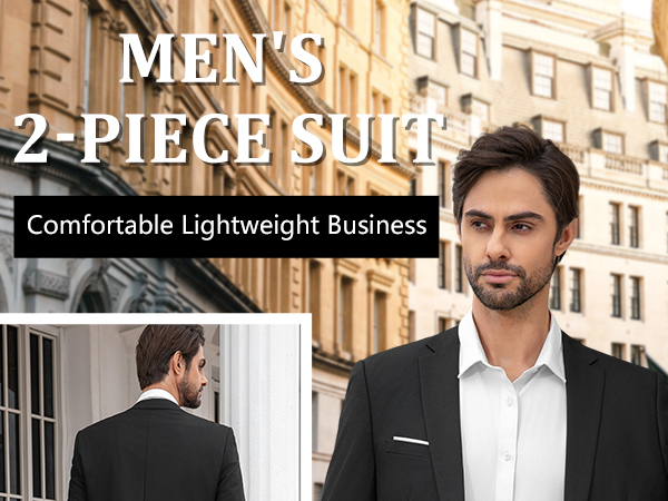Cloudstyle Men's 2-Piece Suits Slim Fit 1 Button Dress Suit
