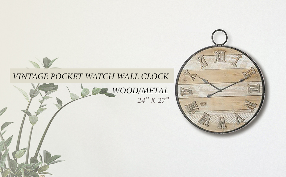 Art Maison Vintage Pocket Watch Beach Wall Clock 24 Inch