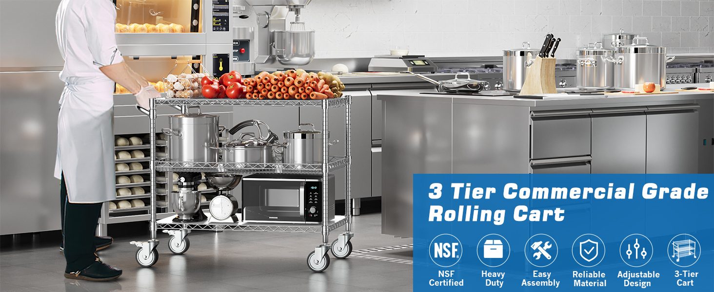3 tier rolling cart