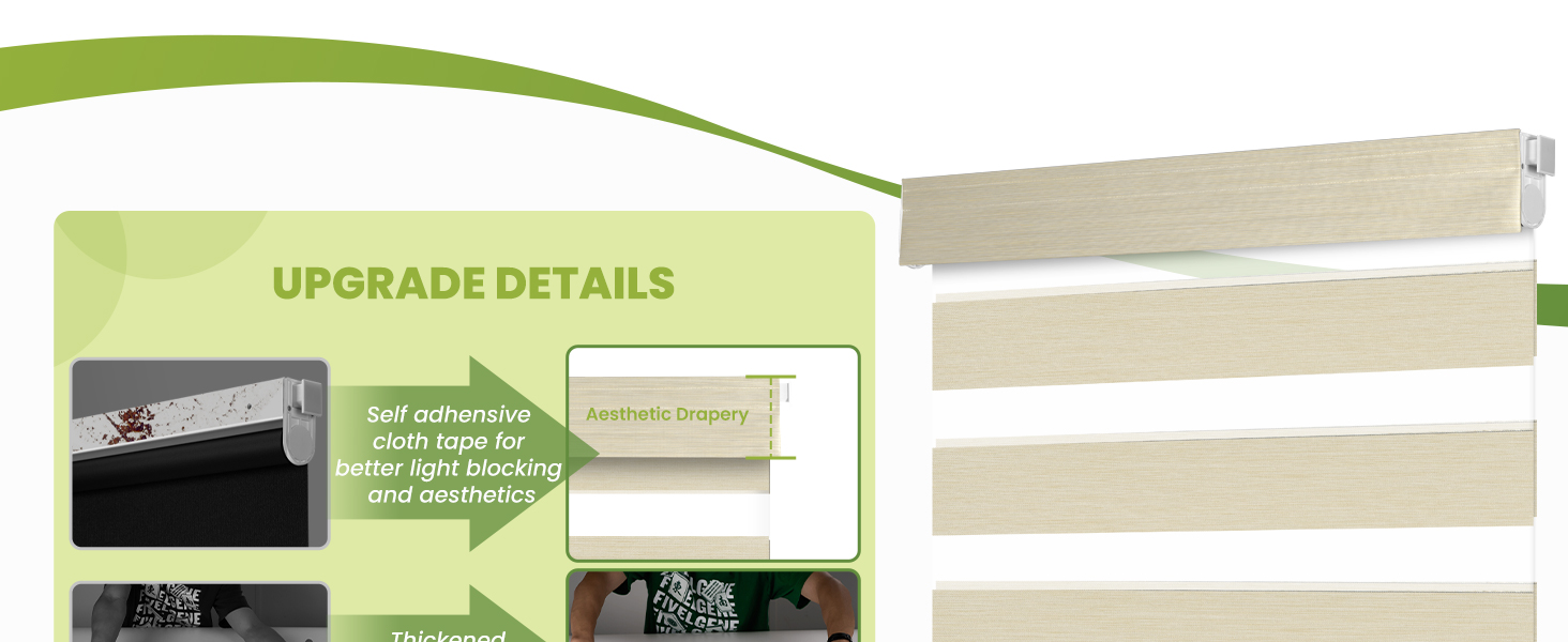 MoDanCeQ No Drill, No Tools Zebra Blinds for Windows, 30 Seconds to