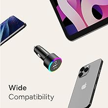 ambrane car charger, dual port car charger, pb charger, fast car charger, compact car charger