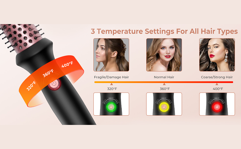 فرشاة حرارية 1.25 انش مكواة تمويج الشعر ساخنة تكثيف مشط ايوني سيراميك تورمالين 110-240 فولت للسفر مع شاشة LCD مستديرة أسود 4 فرشاة حرارية