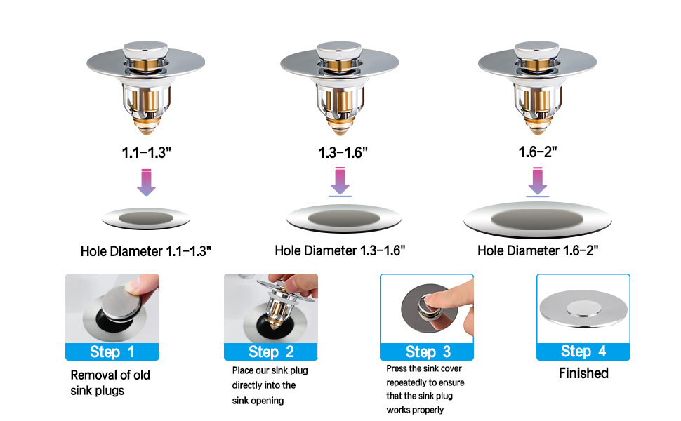 Upgraded Universal Bathroom Sink Stopper, Drain Plug Pop Up Sink