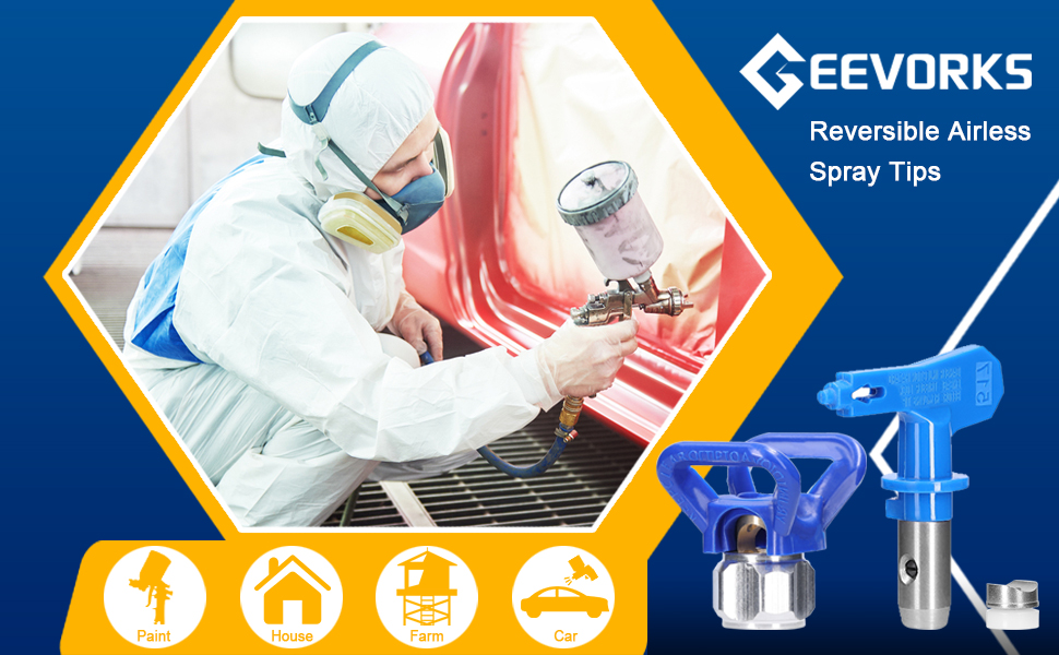 Spray Tips for Airless Sprayer, Geevorks Reversible Airless Paint