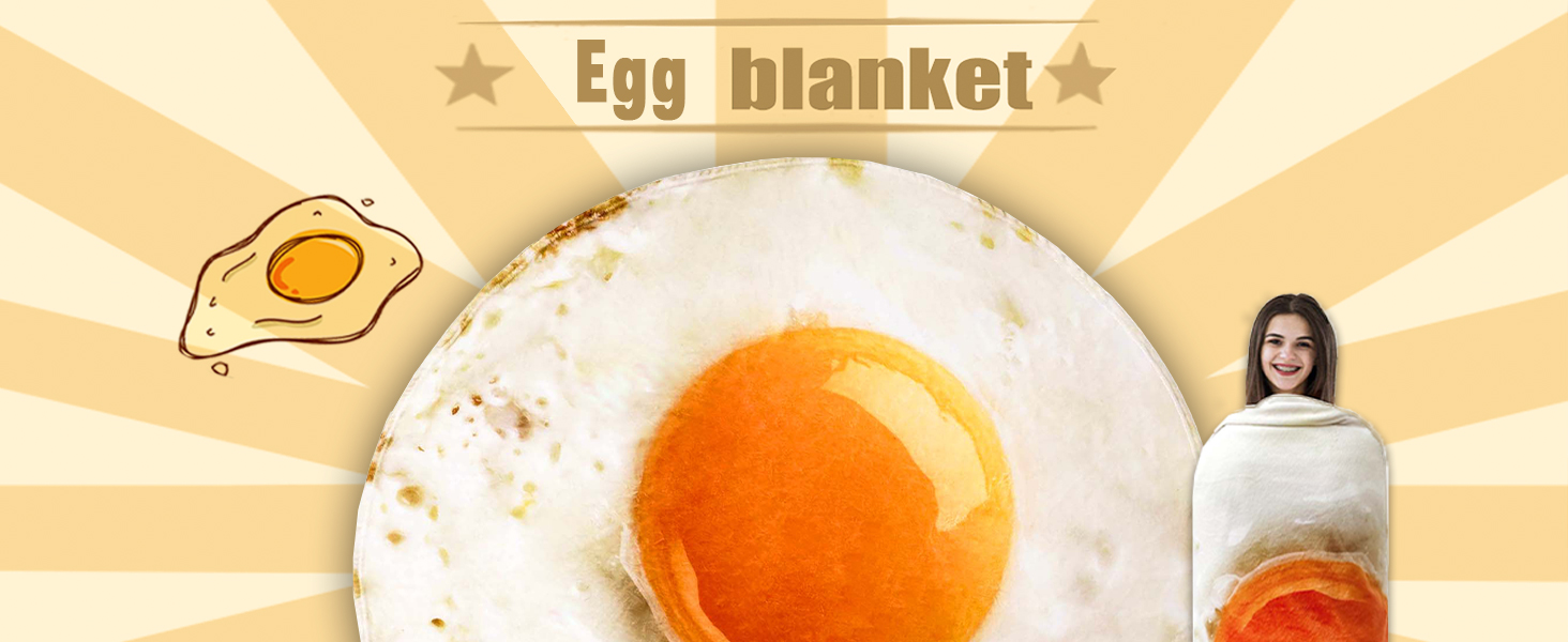 Vessia Giant Fried Egg Blanket, Realistic Funny Food