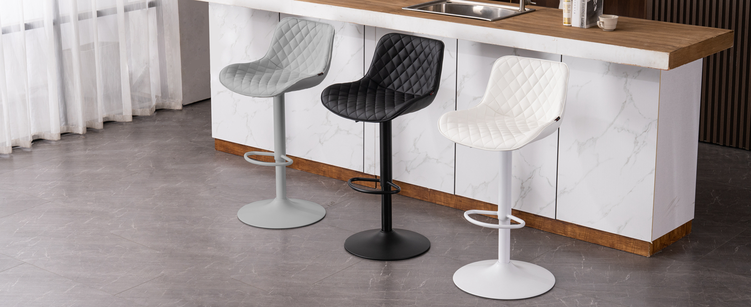 YOUTASTE Breakfast Bar Stool Set of 2 Adjustable PU Leather Padded Bar