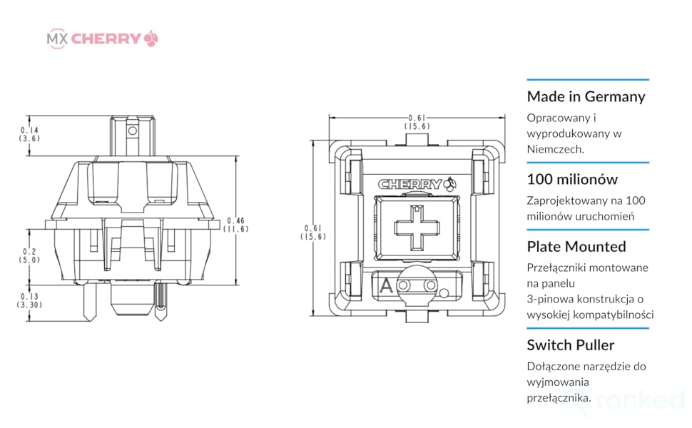 チェリーズA Zestaw Przełączników Cherry MX do Mechanicznych Klawiatur do