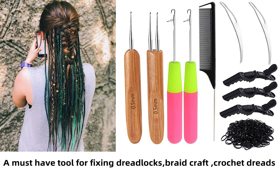 Dreadlocks Crochet Hook Tool Set Includes 2Pcs Dreadlocks