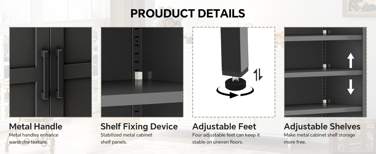 MIOCASA Metal Storage with 2 Classical Door, Buffet
